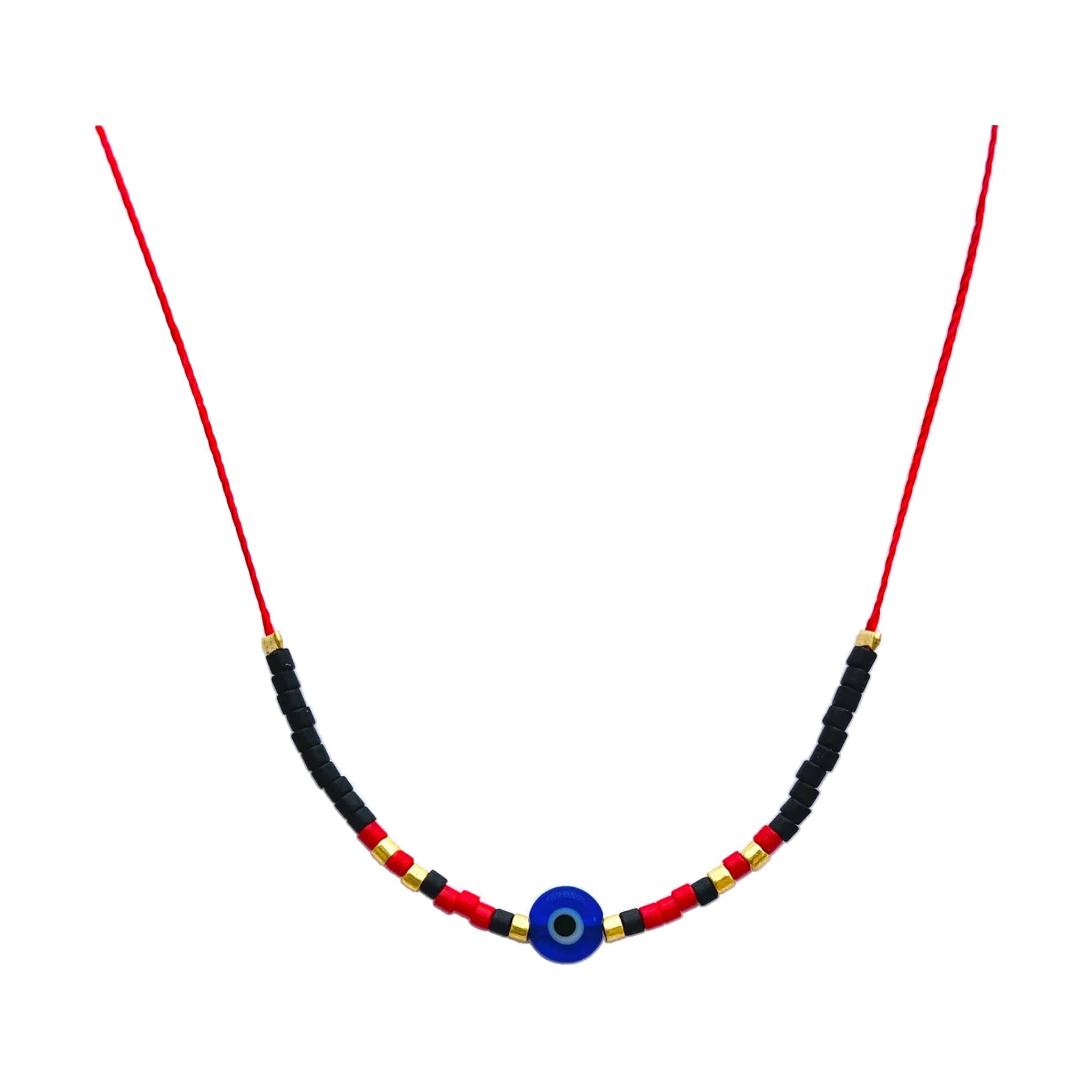 Evil Eye Necklace - Cobalt/Red