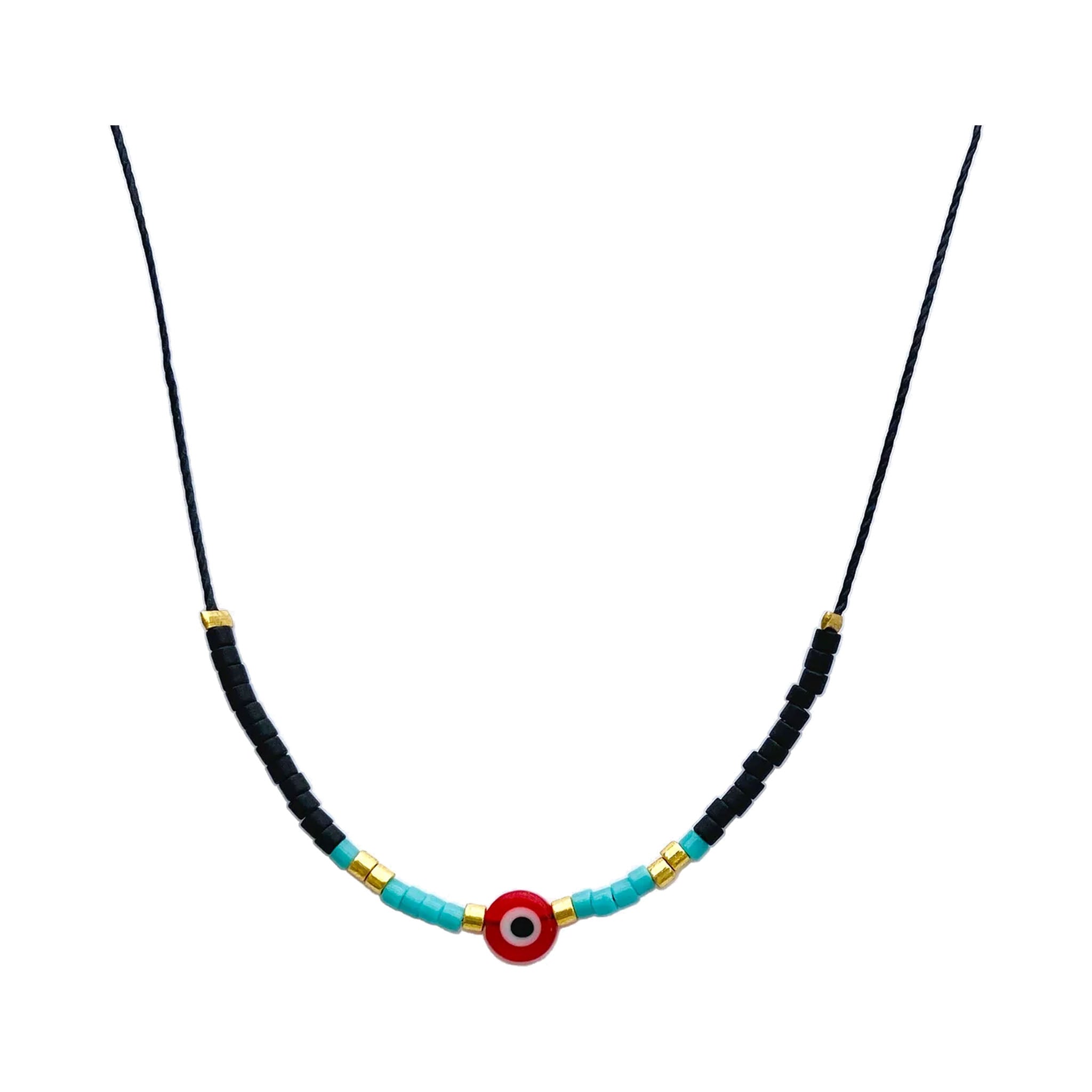Evil Eye Necklace - Red/Turquoise