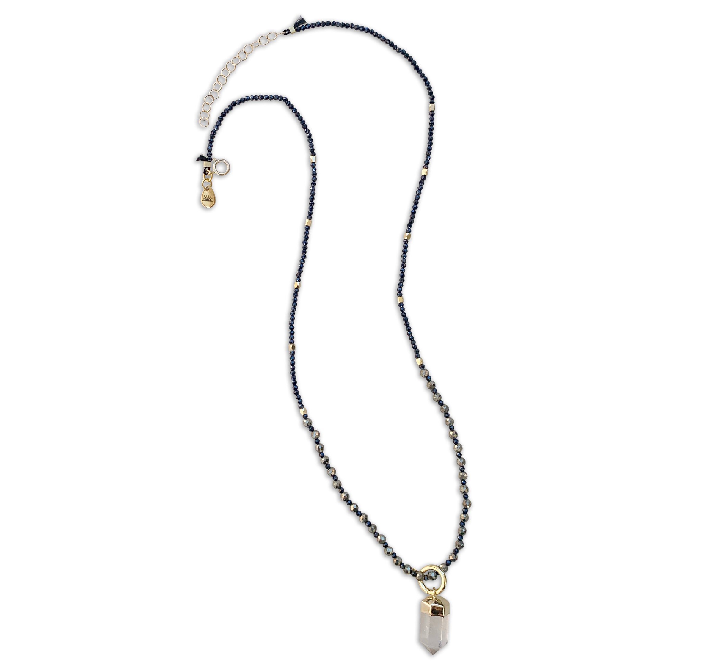 Cast-of-Stones-Pyrite-Necklace-with-Clear-Quartz-Crystal-Point-Charm-Clasp