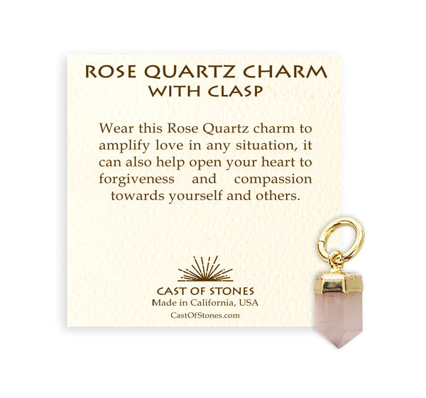 Rose Quartz Point Charm with Clasp – Cast of Stones