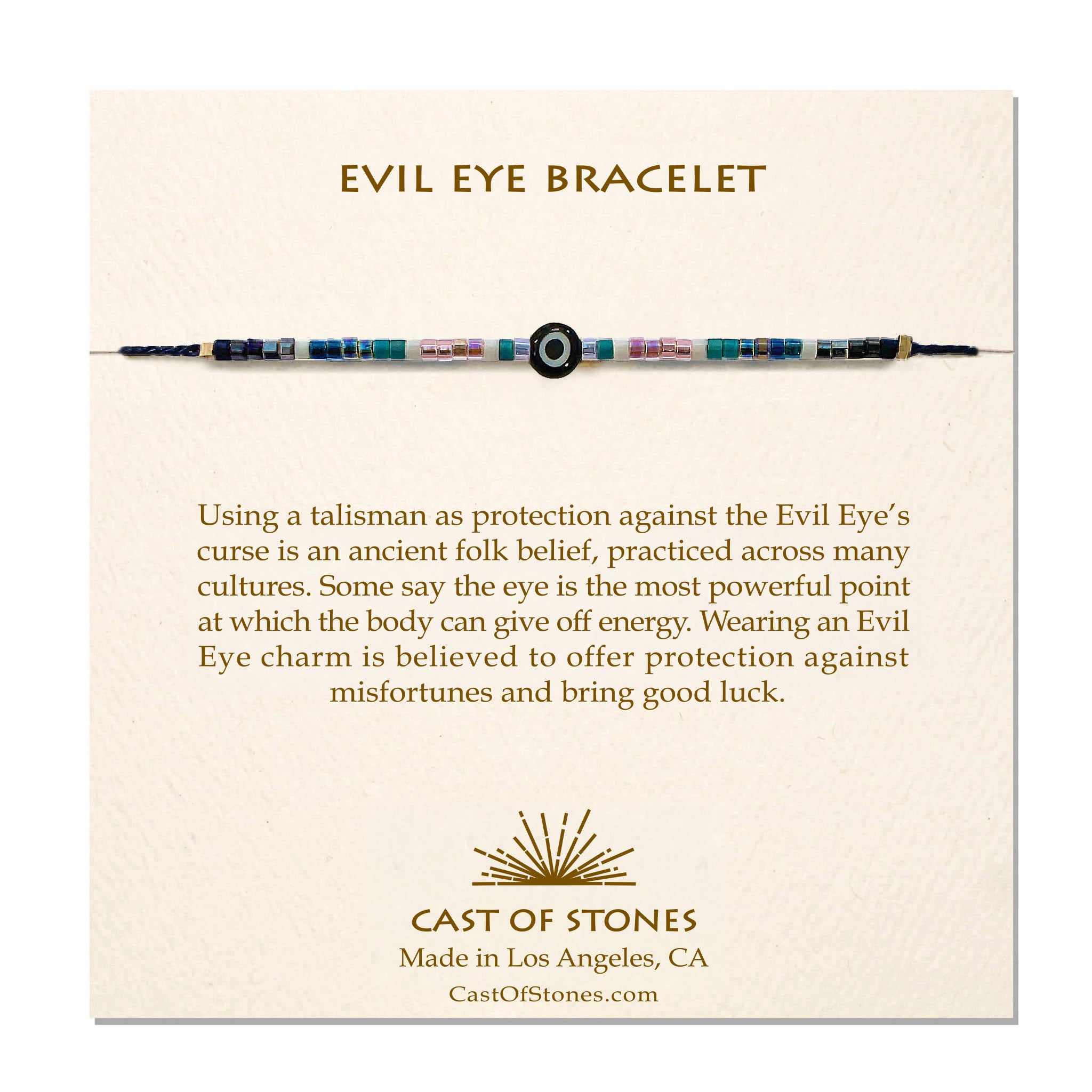 Evil Eye Bracelet - Black/ Rose