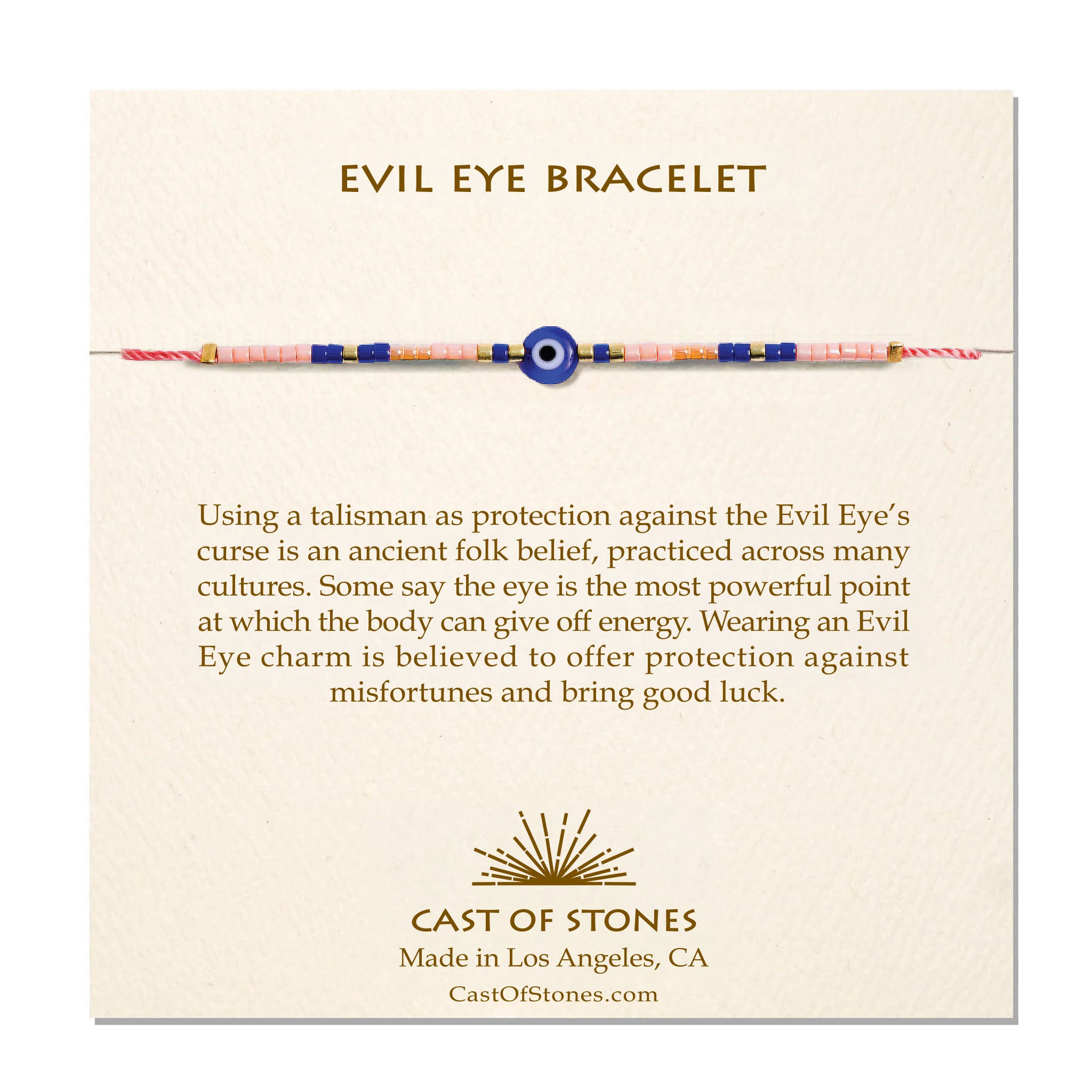 Evil Eye Bracelet - Peach/Cobalt