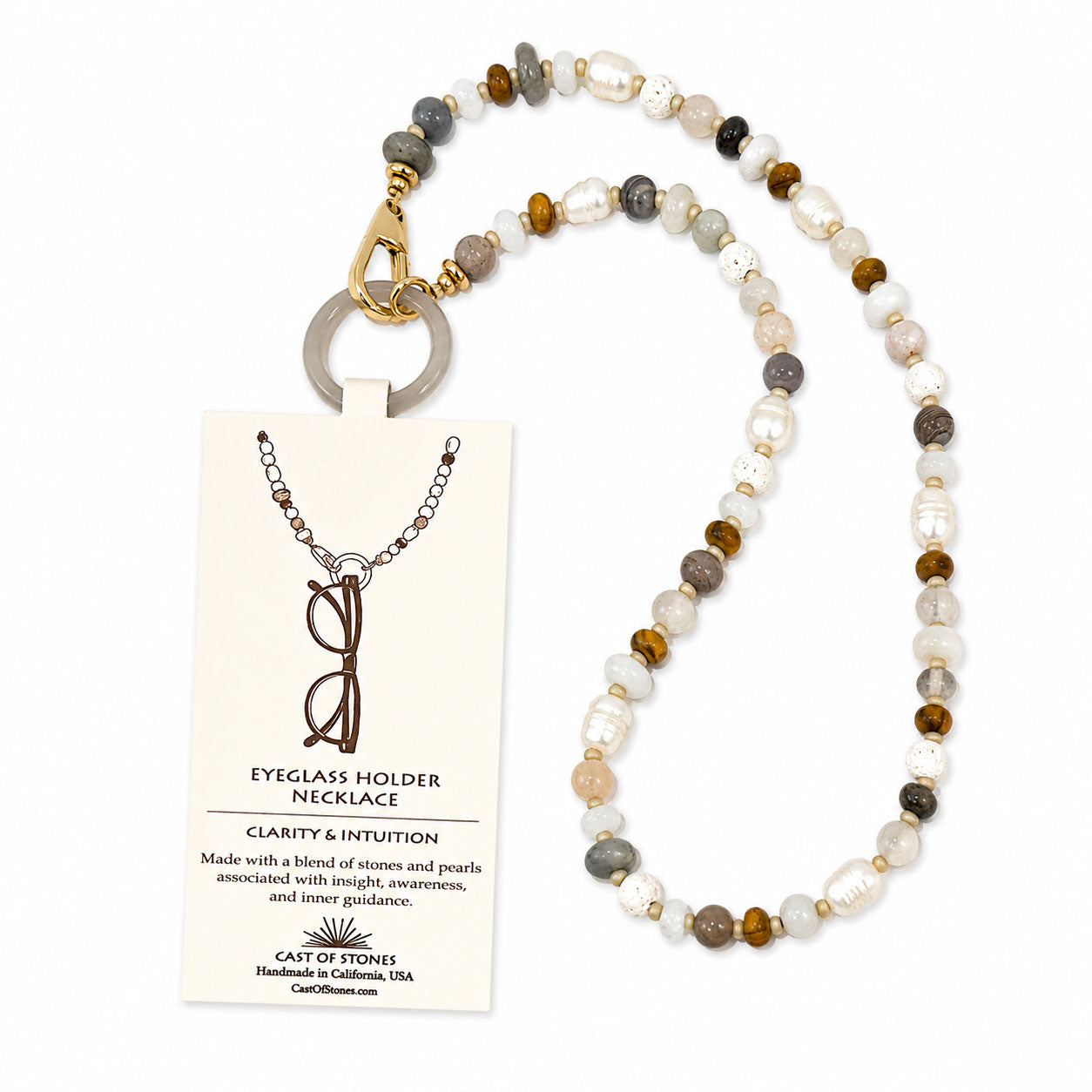 Gemstone Eyeglass Holder Necklace - Clarity & Intuition Stones