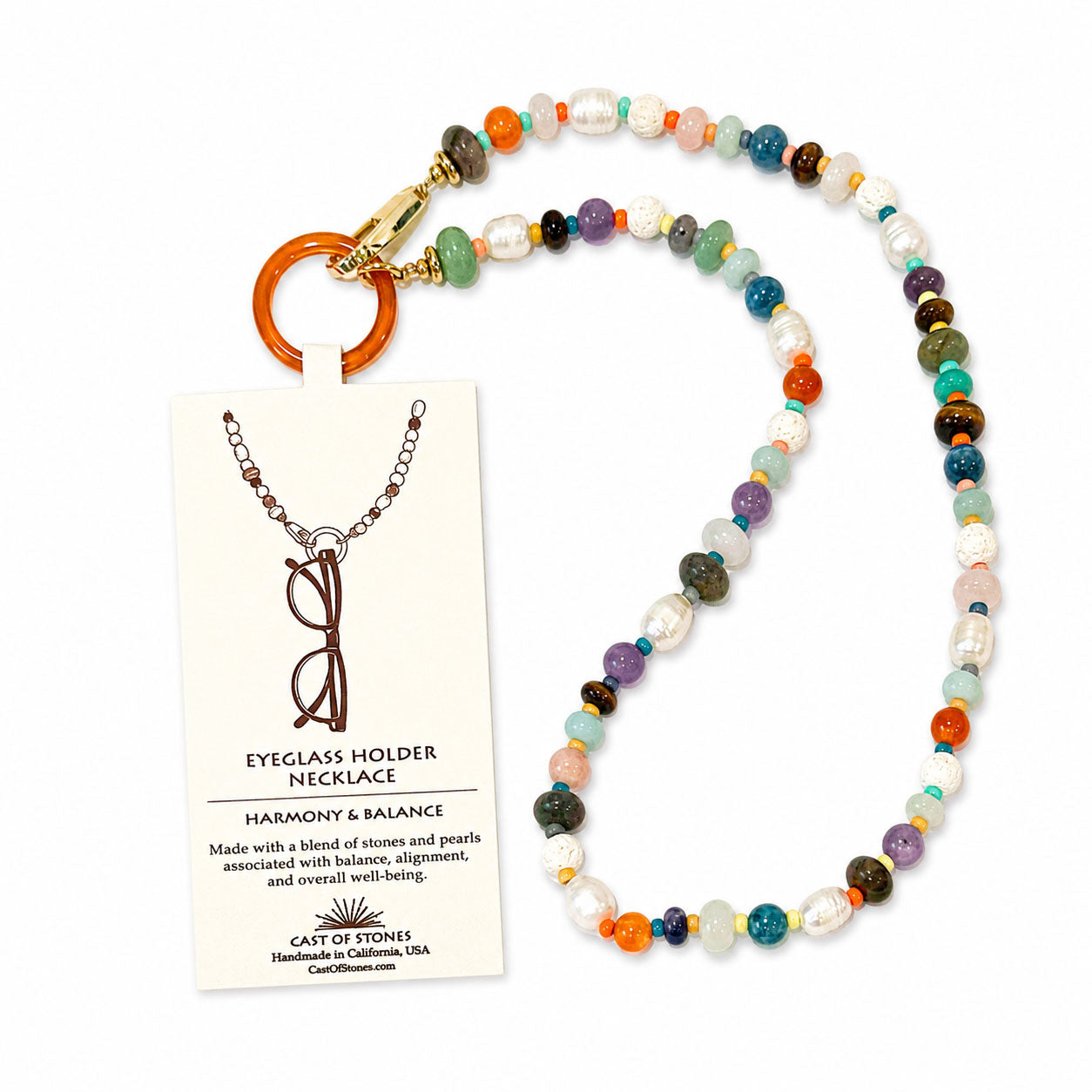 Gemstone Eyeglass Holder Necklace - Harmony & Balance Stones