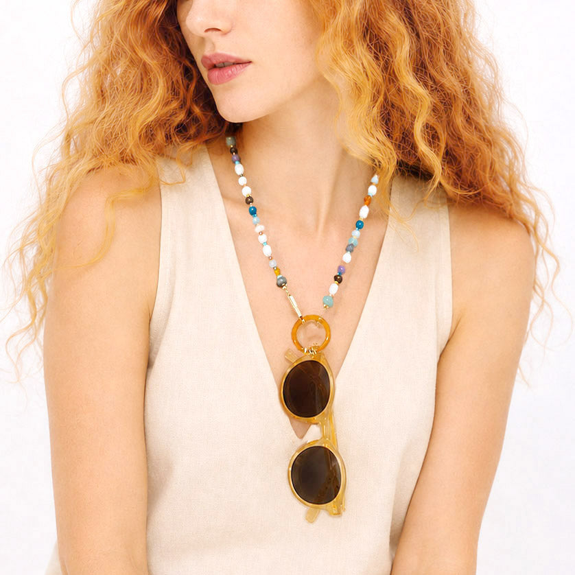 Gemstone Eyeglass Holder Necklace - Clarity & Intuition Stones
