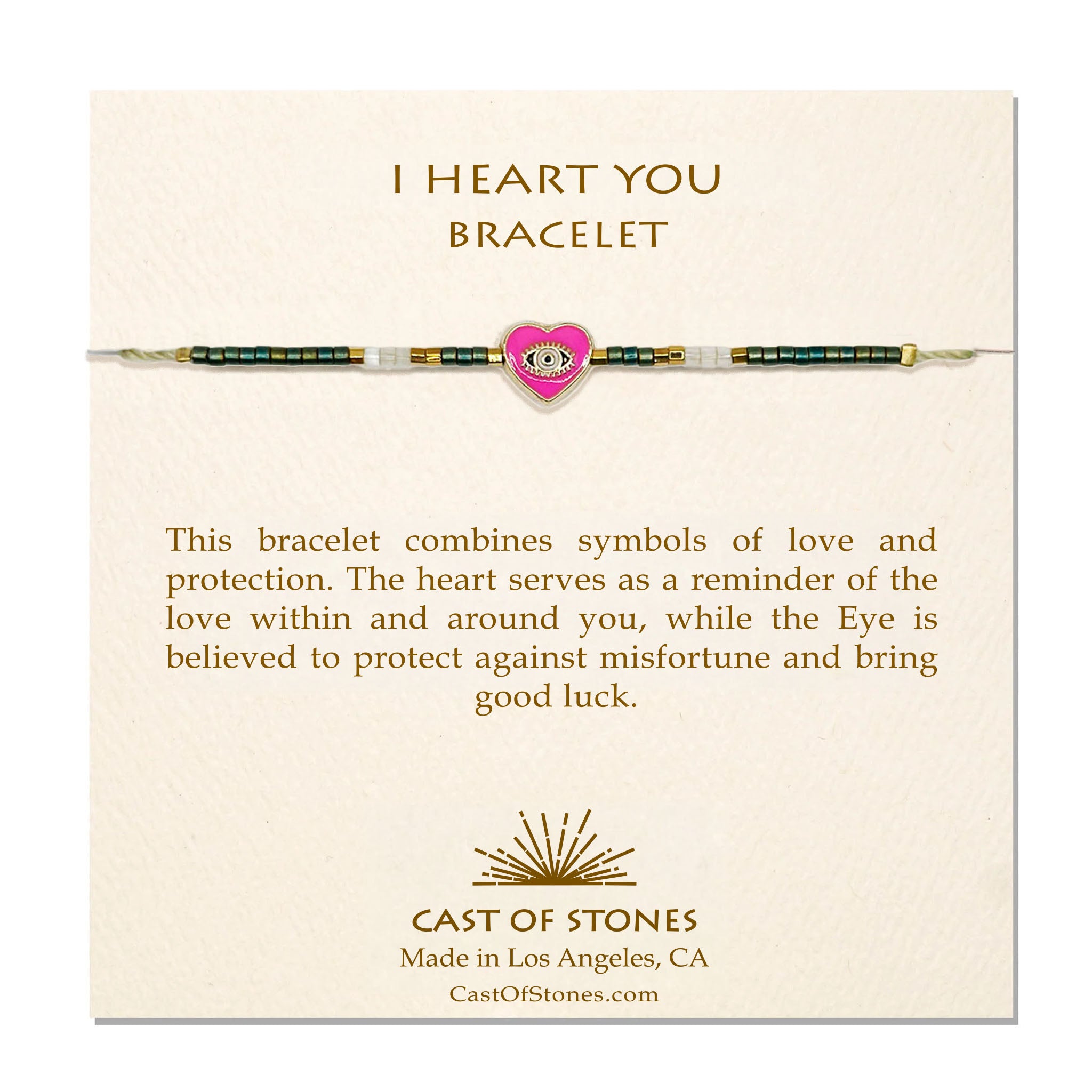 I HEART YOU Bracelet - Emerald/Pink