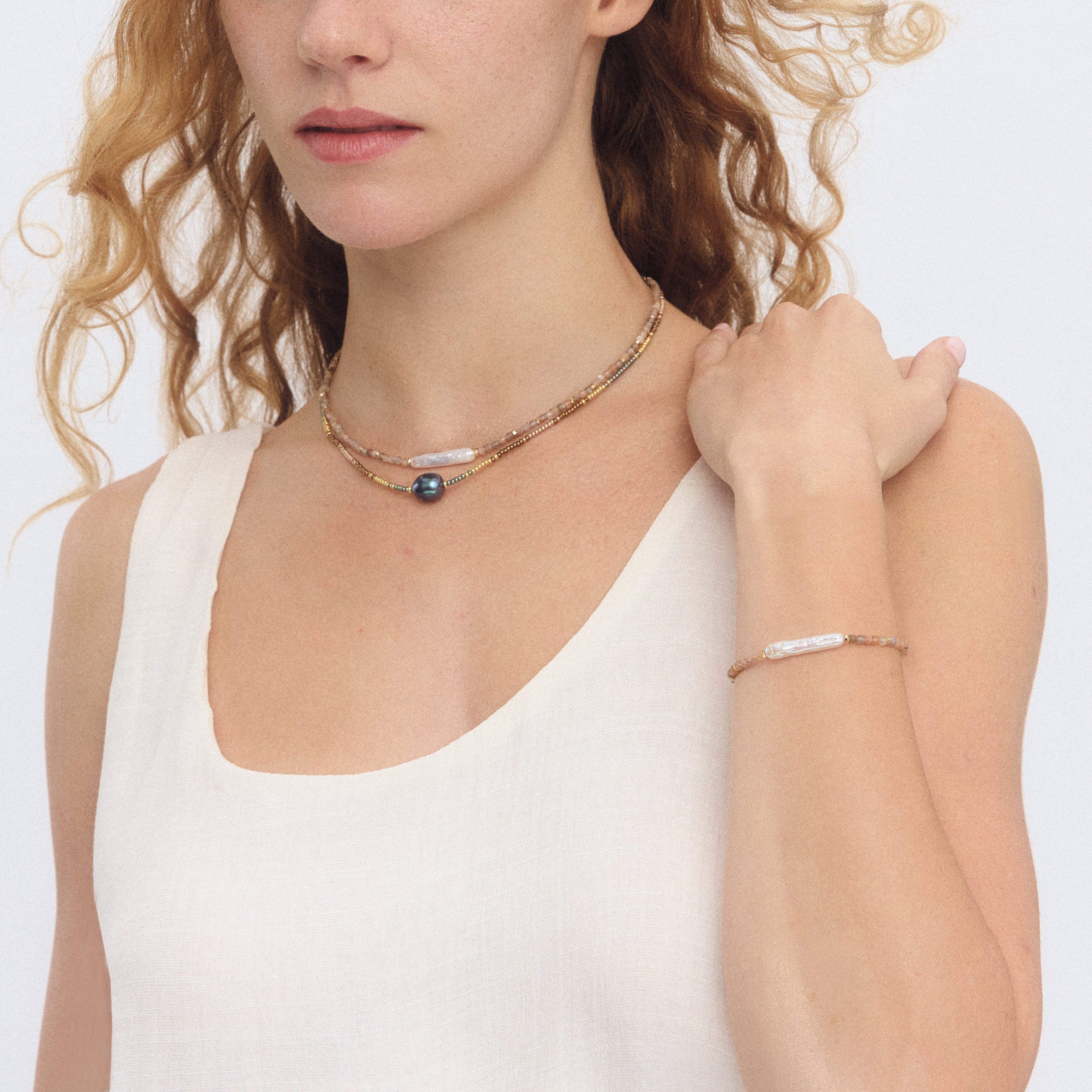 Lunar Grace Pearl & Moonstone Bracelet