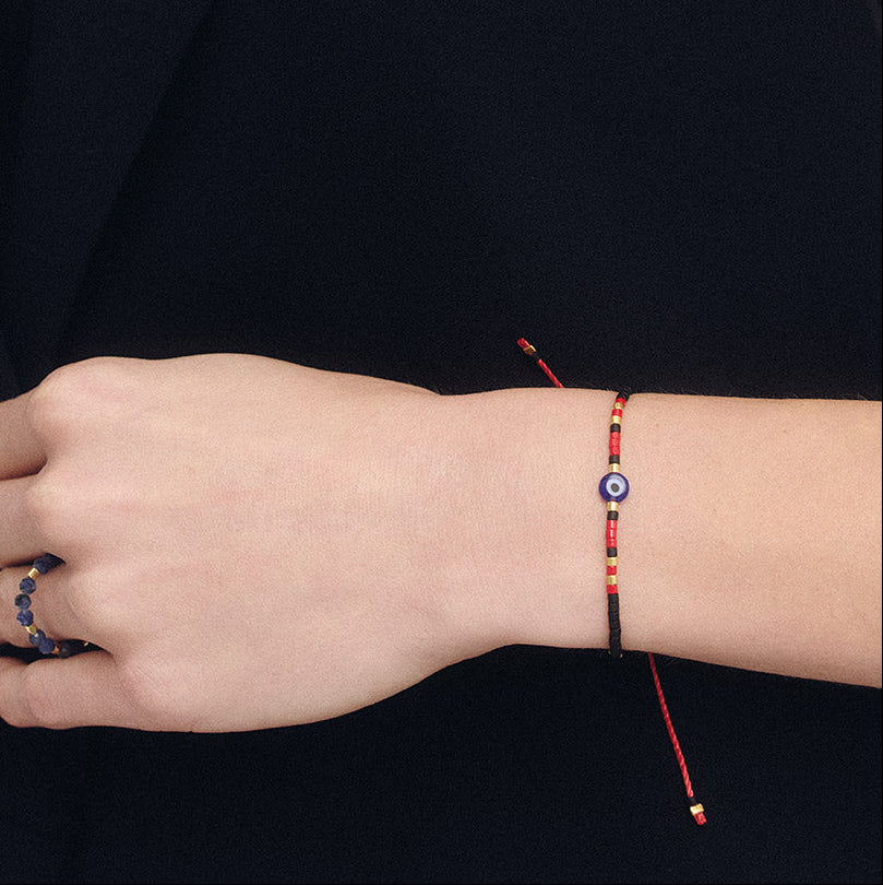 Evil Eye Bracelet - Cobalt/Red