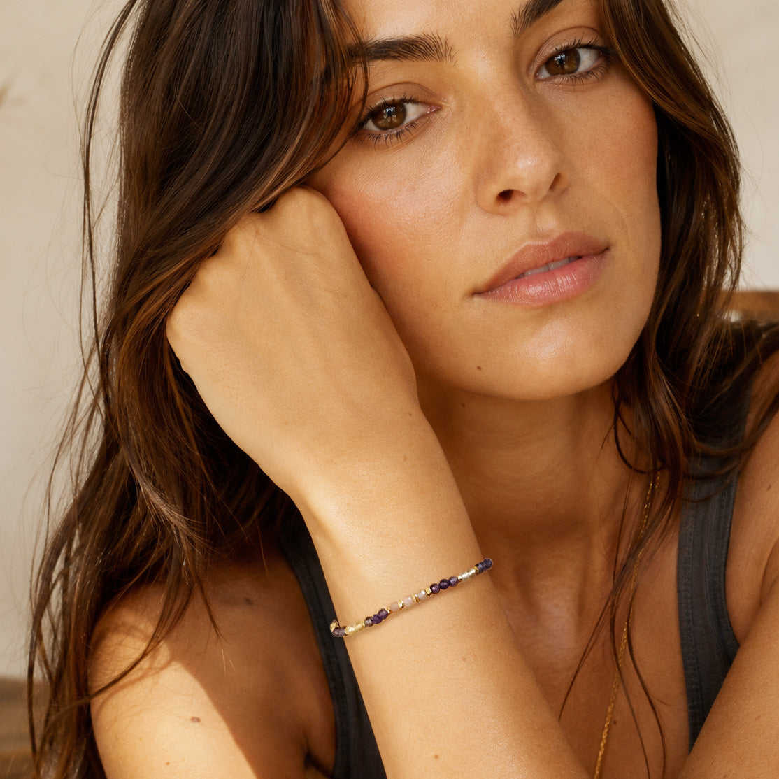 Love & Happiness Faceted Gemstone Bracelet in Drawer Gift Box